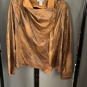 Brown Faux Distressed Leather Women's Jacket